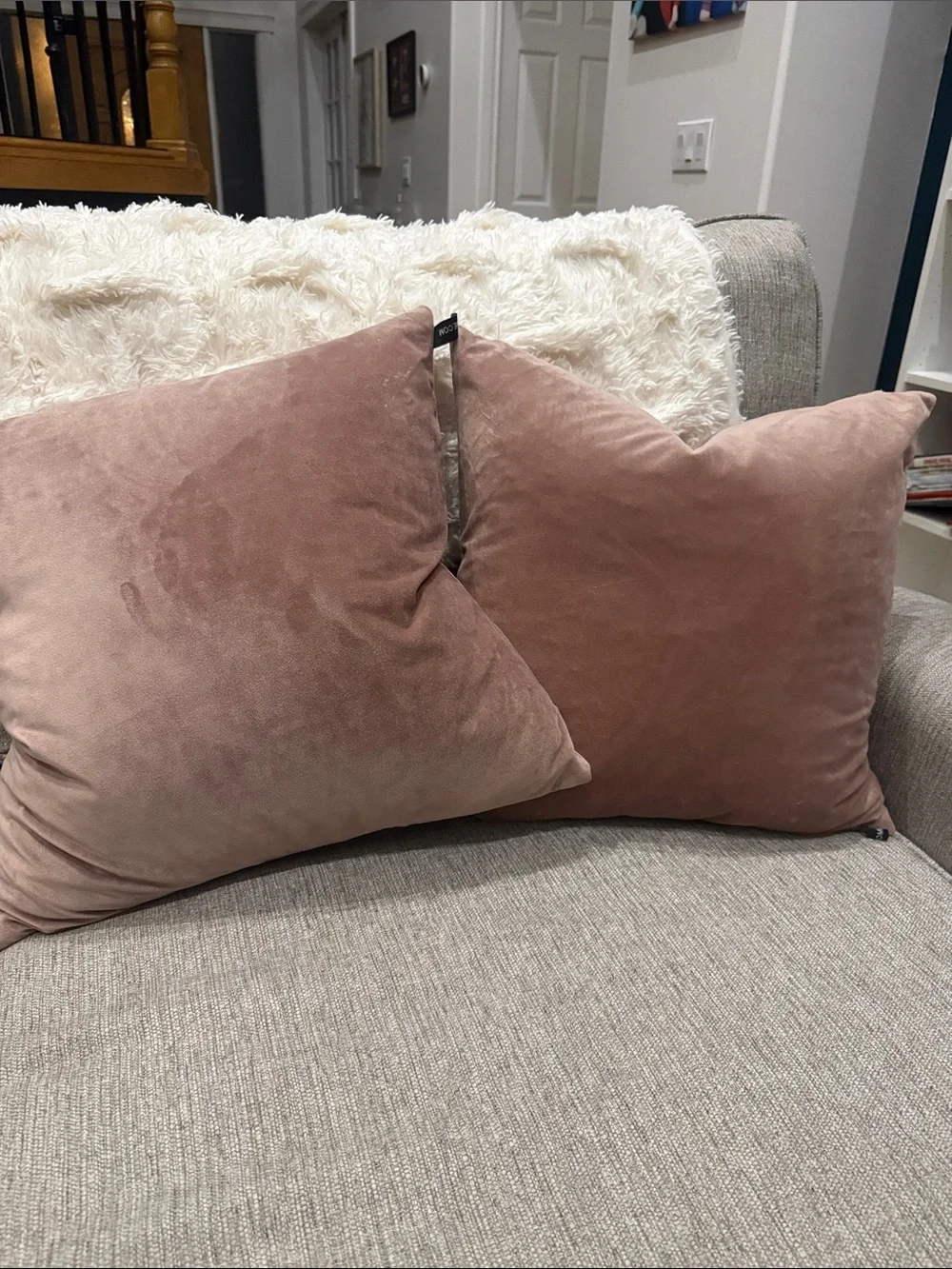 Plush Velvet Accent Pillow in Dusty Rose - Soft Home Pillow set of 2